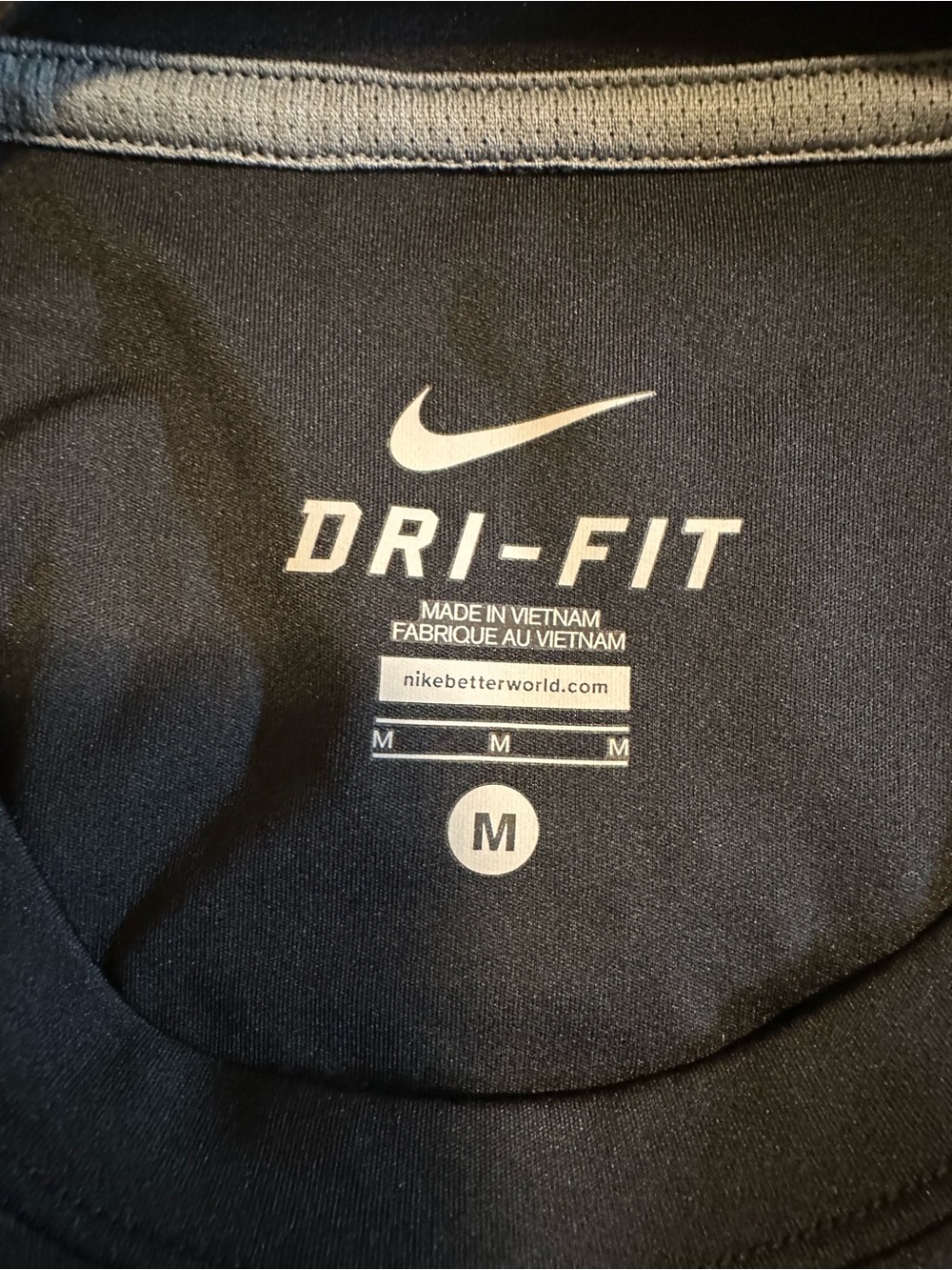 Nike Black Short Sleeve Dri-FIT Shirt with Gray Panels - Picture 2 of 2